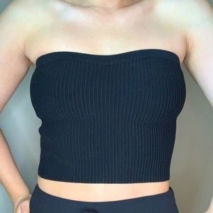 Black Crop Strapless Top - NEW WITH TAGS - Size S